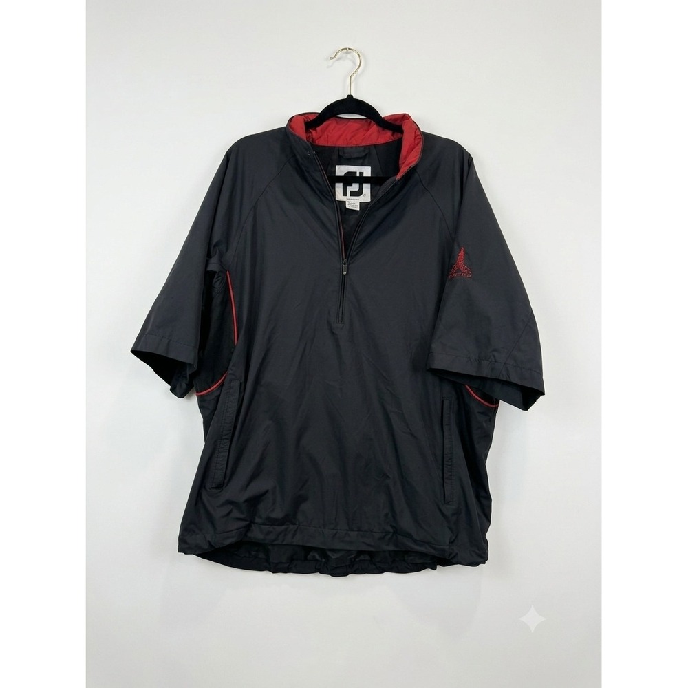 FootJoy DryJoys Tour Collection Golf Windshirt‎ Short Sleeve Black Red Large